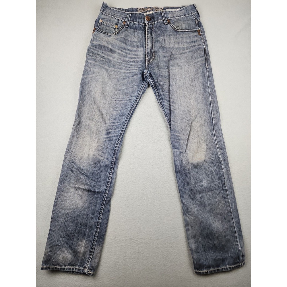 Levi's SilverTab Slim Straight Jeans Mens 34x34 (32x33) Med Wash Blue Denim